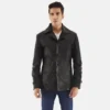 Mens Real Leather Leo Black Leather Coat - JH0133